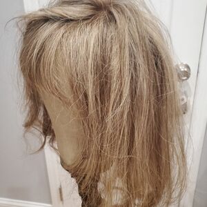 Hair Topper Clip In Ash Blonde Straight/Wavy Wig Silk Base 100% Human Remy